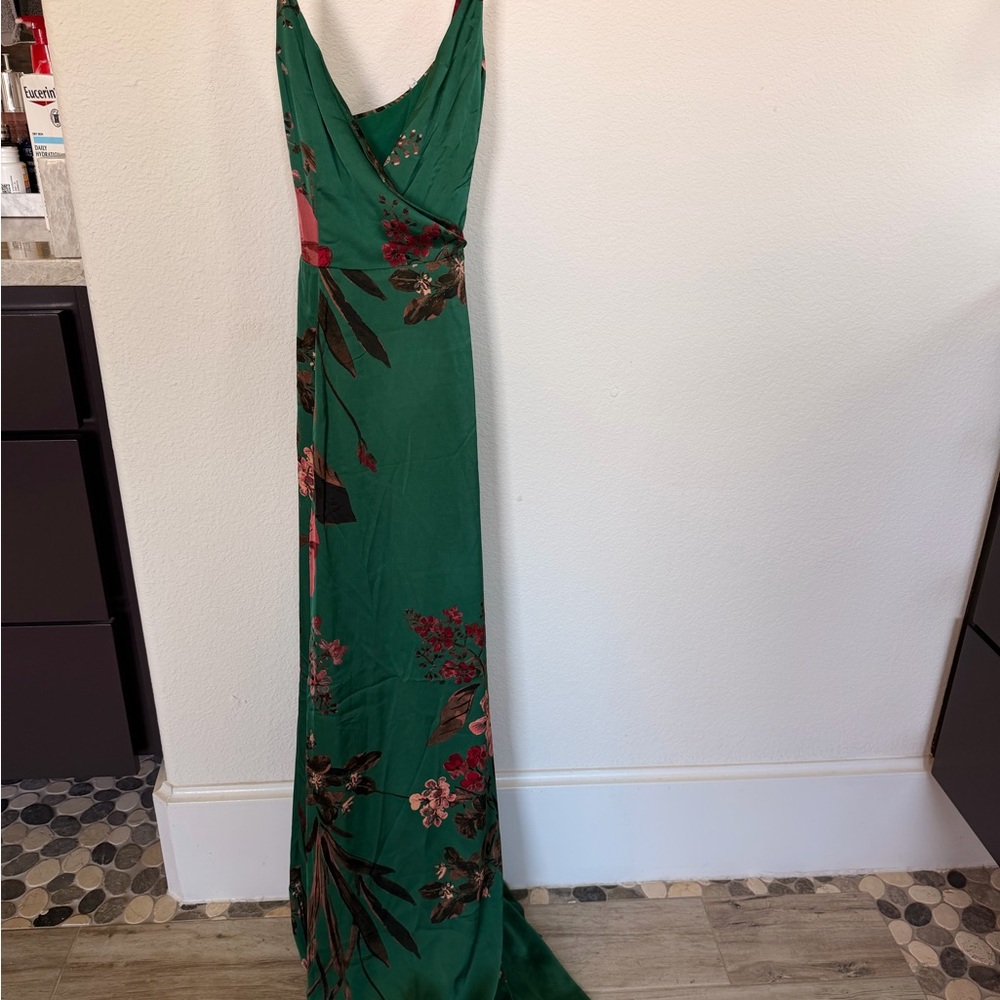 Lulu's Green Floral Maxi Dress